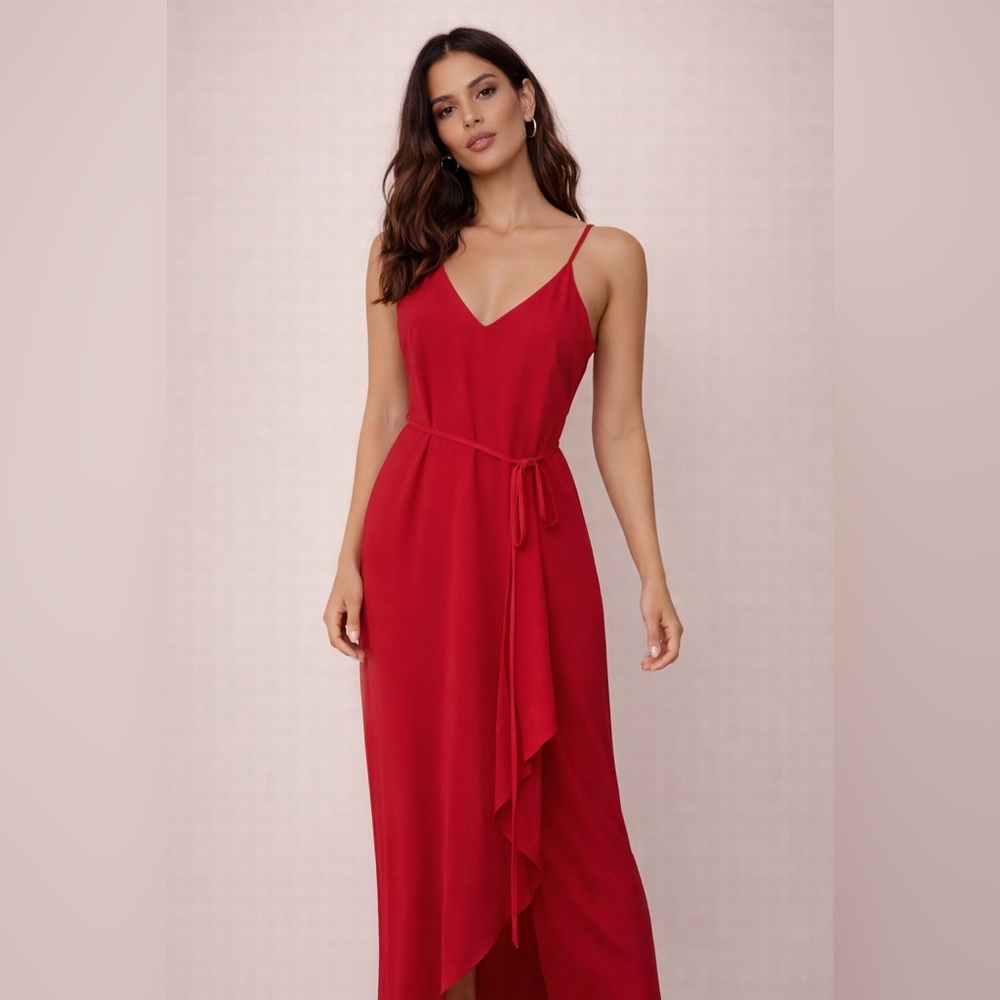 INTERMIX Pink Asymmetrical Ruffled Cocktail Dress